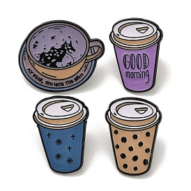 Bubble Tea/Coffee Cup Alloy Enamel Pins Brooches for Backpack Clothes