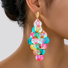 Подвесные серьги-гвоздики из пластика и сплава, формы раковины, золотые