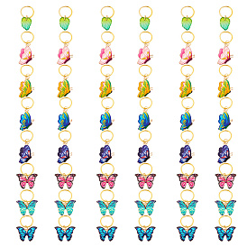 24шт сплава эмали и железа плетение подвески для волос декоративные зажимы, для укладки волос, лист/бабочка