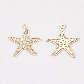 Латунь прелести, гравированные металлические украшения, долговечный, морская звезда / морские звезды