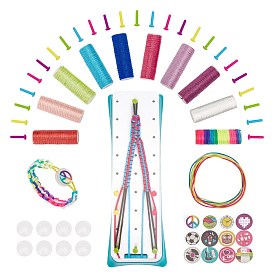 DIY Bracelets Making Kits, Including Bracelet Threads, Button Closure, Bracelet Maker Loom, Elastic Cord, Decorative Buttons, Pegs