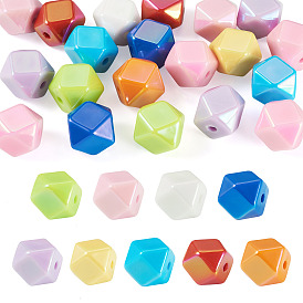 20 шт. непрозрачные акриловые бусины с УФ-покрытием, радужный, многоугольник, граненые
