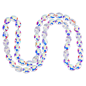 Бусины, гальваническое стекло, 1 нитка , с покрытием AB цвета, граненые, овальные