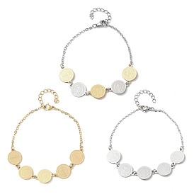 Религия 304 браслеты из нержавеющей стали, браслеты-цепочки для женщин, плоский круглый со святым