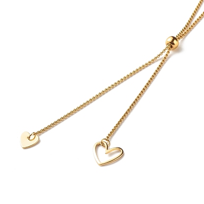 Heart Lariat Necklace for Girl Women, 304 Stainless Steel Venetian Chains/Box Chains Necklace