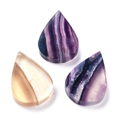 Natural Fluorite Beads, No Hole/Undrilled, for Wire Wrapped Pendant Making, Teardrop