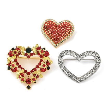 Броши в форме сердца из цинкового сплава со стразами для одежды-рюкзака