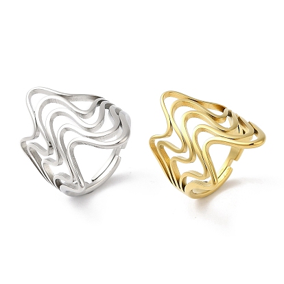 304 anillos ajustables ondulados de acero inoxidable para mujer