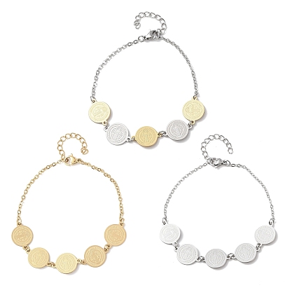 Религия 304 браслеты из нержавеющей стали, браслеты-цепочки для женщин, плоский круглый со святым