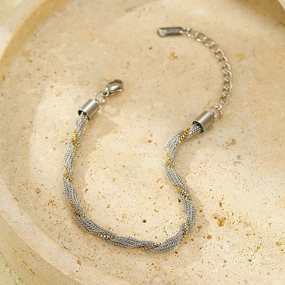 Двухцветные 304 браслеты из нержавеющей стали с цепочкой-коробкой для женщин и мужчин