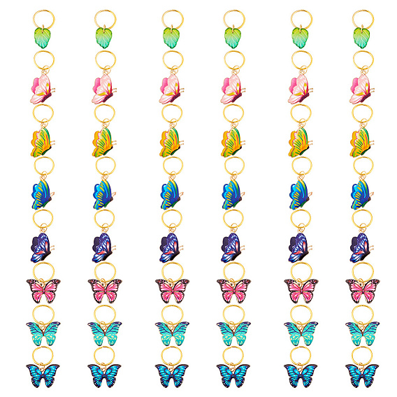 24шт сплава эмали и железа плетение подвески для волос декоративные зажимы, для укладки волос, лист/бабочка