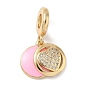 Латунь микропаве прозрачный кубический цирконий европейские подвески с подвесками, подвески в форме сердца с большим отверстием в форме диска розовой эмали