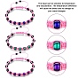 Temperature Sensing Color Changing Necklace, Synthetic Magnetic Hematite Round Braided Bead Bracelet with Evil Eye for Women
