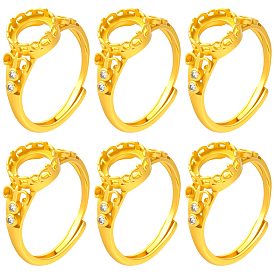6компоненты регулируемых латунных колец для пальцев, кольцо с кристаллами и стразами