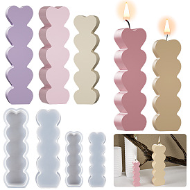 DIY Multi-Heart Pillar Silicone Candle Molds, for Scented Candle Making