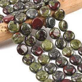 Натуральный дракон яшма кровь бисер пряди, плоско-круглые