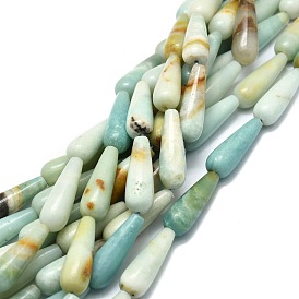 Natural Flower Amazonite Beads Strands, Waterdrop