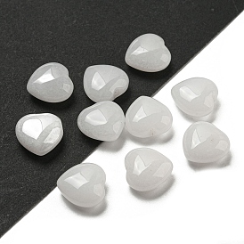 Natural White Jade Beads, Half Drilled, Heart