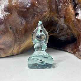 Glass Carved Yoga Goddess Figurines, for Home Desktop Decoration