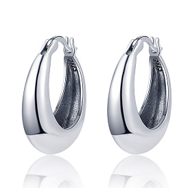 Geometric U-shaped Earrings for Women, Retro Thai Silver, Versatile and Fashionable Jewelry.