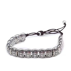Bracelets de perles tressées en alliage, bracelets réglables en cordon de nylon pour femmes