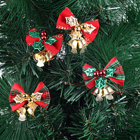 4pcs/set Christmas decoration mini bow bells Christmas wreath rattan ring accessories bow