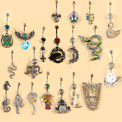 316l хирургическая нержавеющая сталь с эмалью из кубического циркония, изогнутая штанга, подвеска для живота