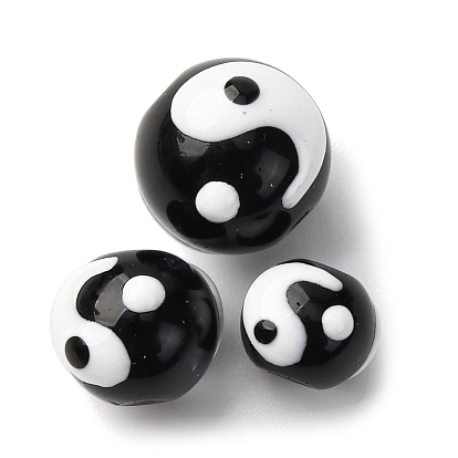 Бусины лэмпворк , бусины ручной работы, круглый с инь-ян