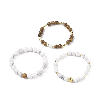 White Marble Gemstone bead bracelet Men Stretch 10mm - 8 inch