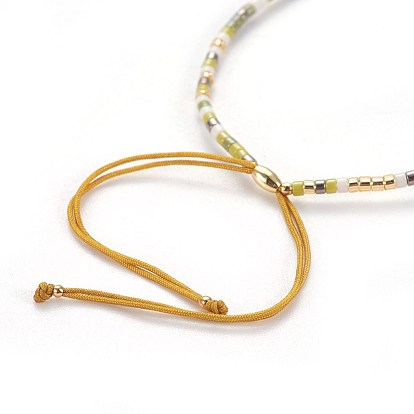 Perles en verre de graine bracelets, avec pierre naturelle, perles et fil de nylon