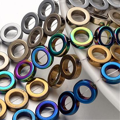 Electroplate Non-magnetic Synthetic Hematite Beads Strands, Ring, 14x4mm, Hole: 1mm, about 29pcs/strand, 15.7 inch