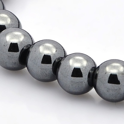 Non-magnetic Hematite Beaded Ball Stretch Bracelets for Valentine's Day Gift