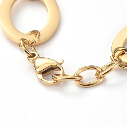 304 Stainless Steel Link Chain Bracelets, with Lobster Claw Clasps, Oval