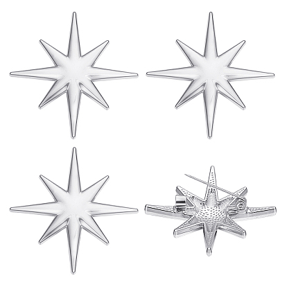 4Pcs Alloy Lapel Pin Brooches for Backpack Clothes, Star