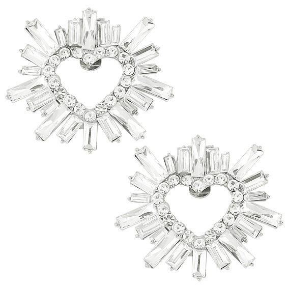 Украшение для обуви из хрусталя и горного хрусталя из сплава, съемные пряжки для обуви, с железной фурнитурой, сердце