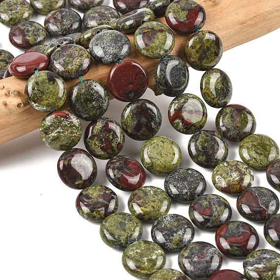 Натуральный дракон яшма кровь бисер пряди, плоско-круглые