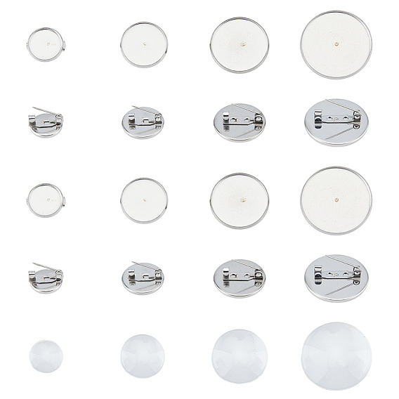 Набор для самостоятельного изготовления броши-купола, включая 304 настройки броши из нержавеющей стали, Кабошоны из стекла