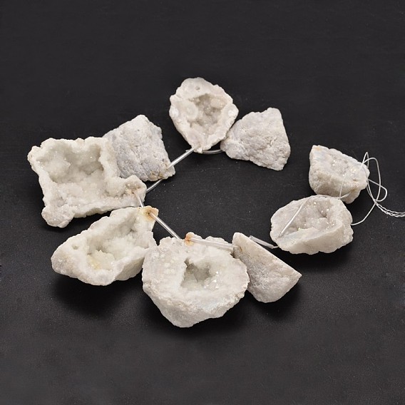 Nuggets druzy naturales de cristal de cuarzo geoda hebras de cuentas