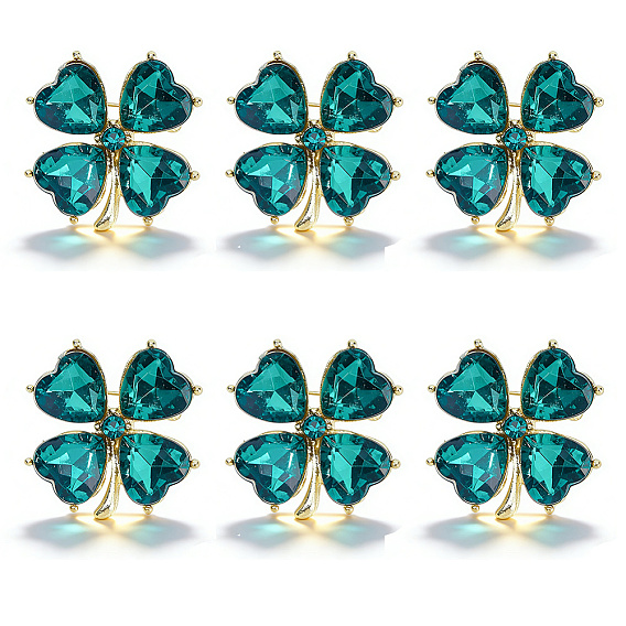 6Pcs Clover Alloy Cat Eye Lapel Pin Backs for Backpack Clothes