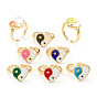 Micro cuivres ouvrent zircons bagues, sans cadmium et sans plomb, avec l'émail, plaqué longue durée, réel 18 k plaqué or, cœur