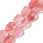 Cuentas de vidrio de cuarzo de cereza hebras, hoja