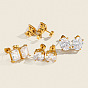 304 Stainless Steel Pave Cubic Zirconia Stud Earrings for Women, Golden