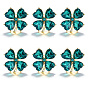 6Pcs Clover Alloy Cat Eye Lapel Pin Backs for Backpack Clothes