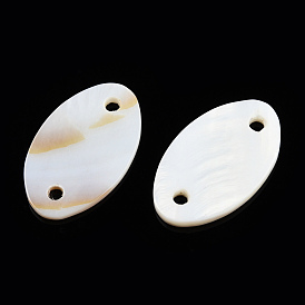 Natural Freshwater Shell Connector Charms, Oval