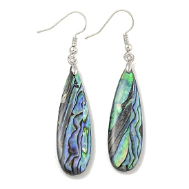 Rack Plating Brass Natural Paua Shell Dangle Earrings, Teardrop