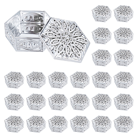 26Pcs PP Plastic Trinkets Storage Boxes with Lid, Hollow Floral Hexagon Cases