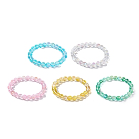 8mm Round Synthetic Moonstone Beaded Stretch Bracelets for Women