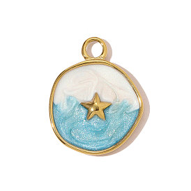 304 нержавеющей стальной эмали подвески, плоский круглый со звездными подвесками, ионное покрытие (ip)