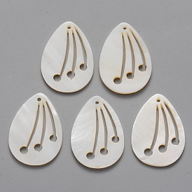 Natural Freshwater Shell Pendants, Teardrop