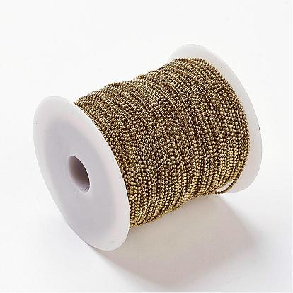 Iron Ball Bead Chains, Soldered, Nickel Free, with Spool, about 328.08 Feet(100m)/roll.